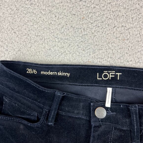 Ann Taylor LOFT Navy Blue Modern Skinny Modern Very Fine Wale Corduroy Size 28/6 - Picture 8 of 13
